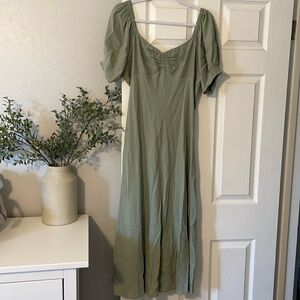 Sage Green Puff Sleeve Madewell Dress